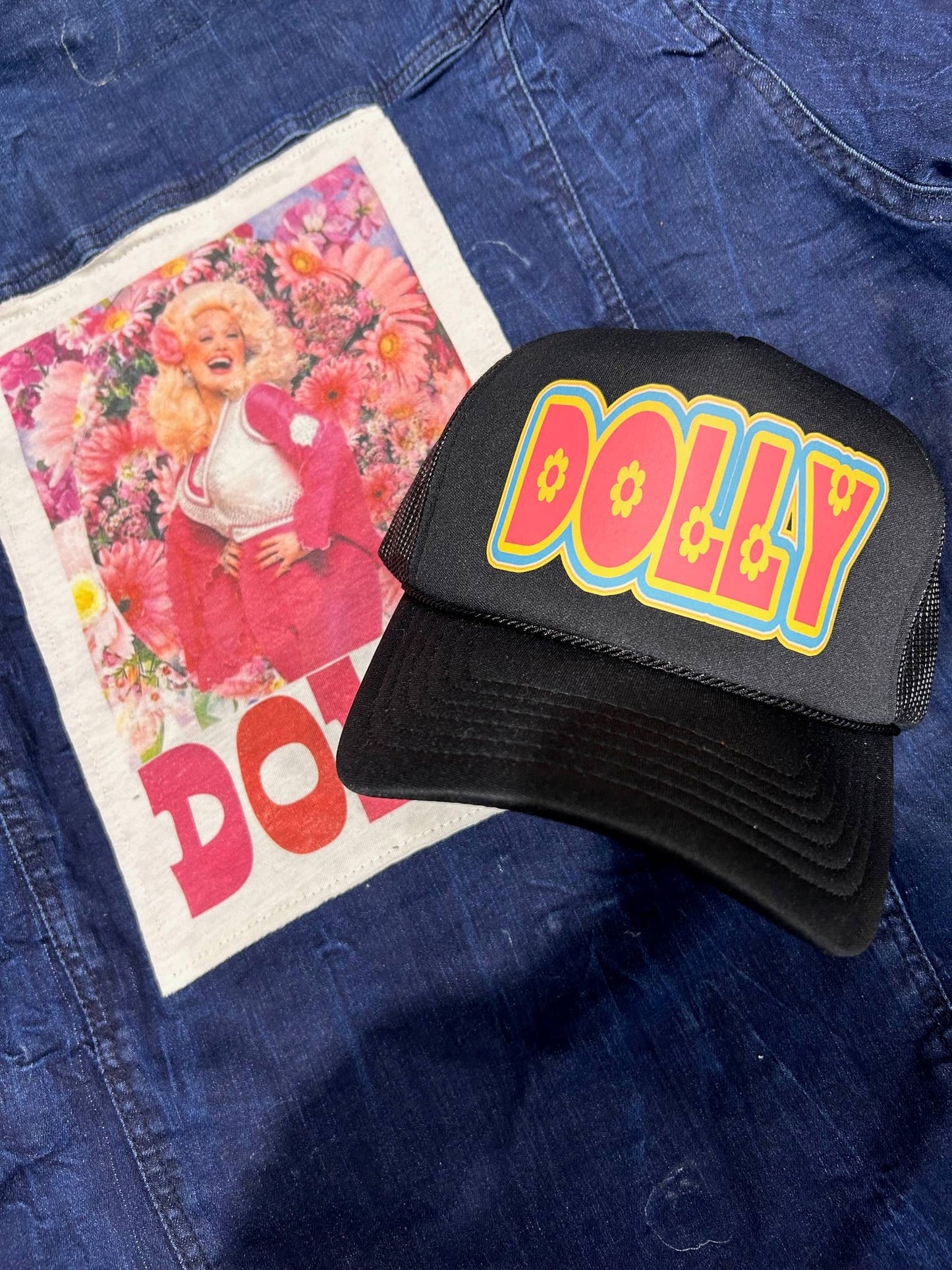 Retro Dolly Flower Trucker Hat
