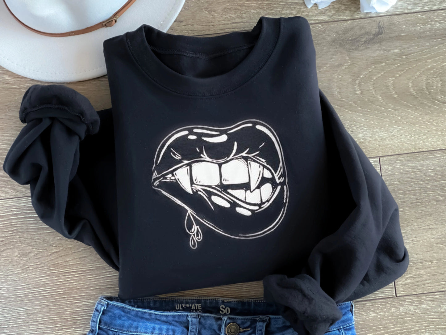 Love Bites Vampire Lips Goth Sweatshirt