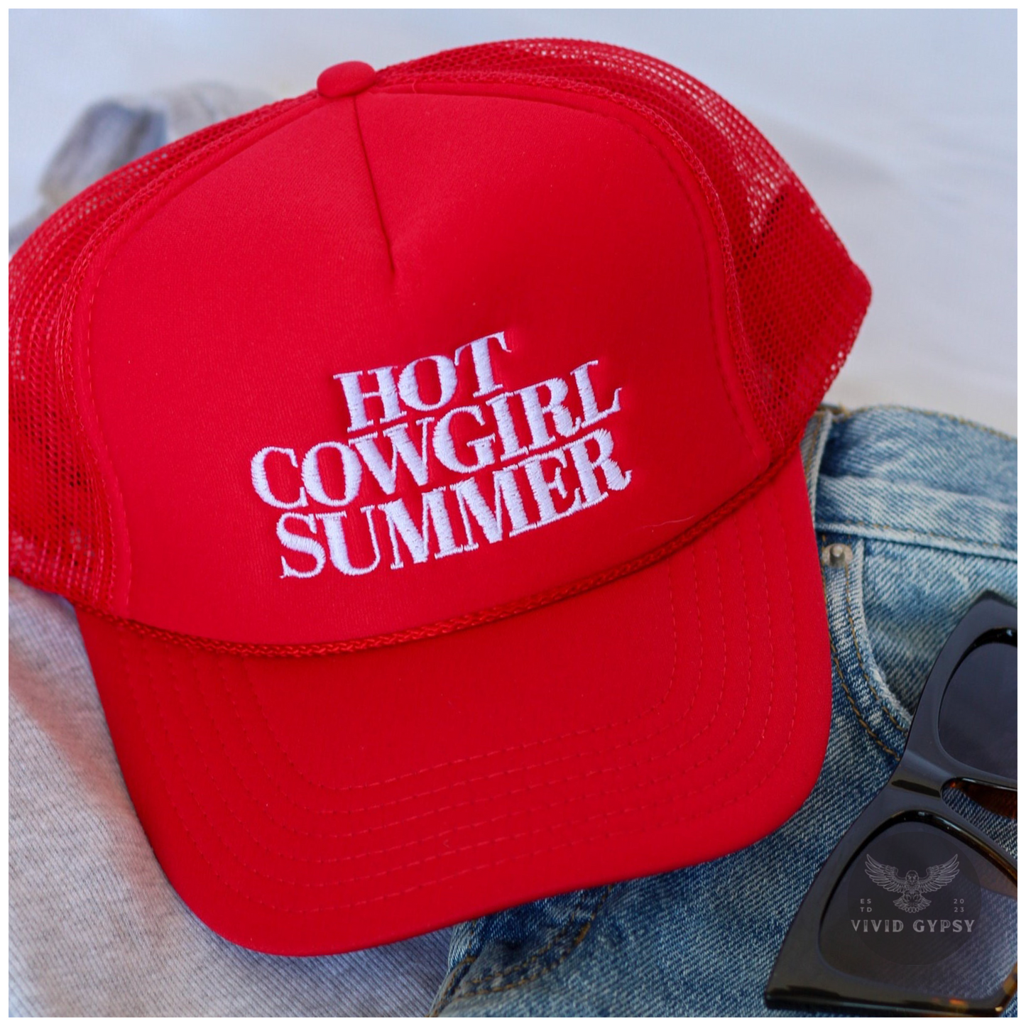 Hot Cowgirl Summer - Embroidered Trucker Hat