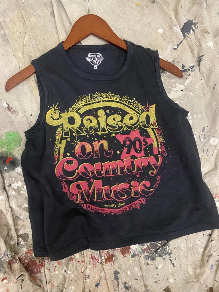 Raised On 1990's Country Music Muscle Crop Top