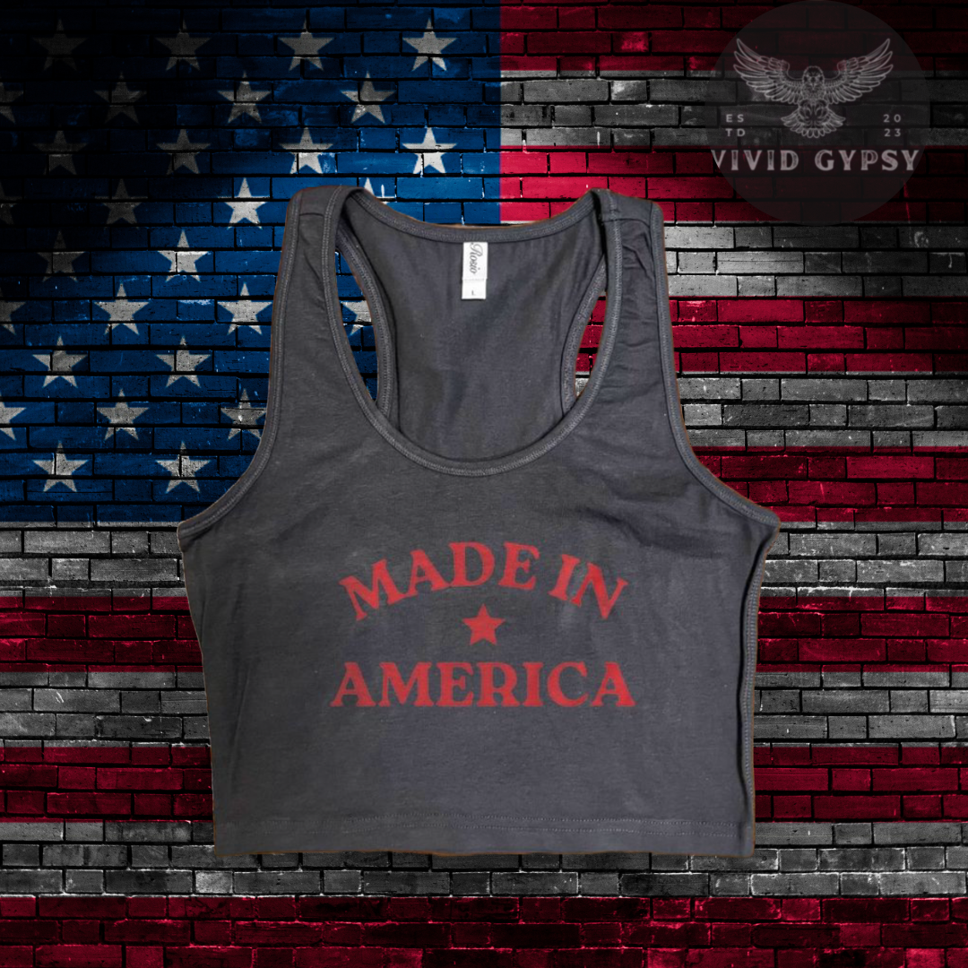 Made In America - Black Crop Tank Top