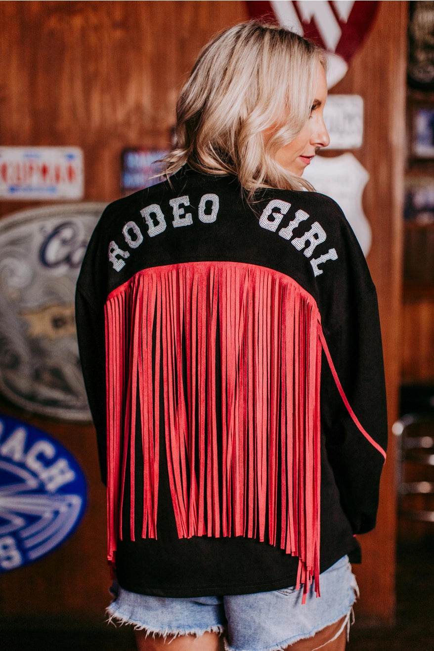Sequins Rodeo Fringe Button-Up Shirt