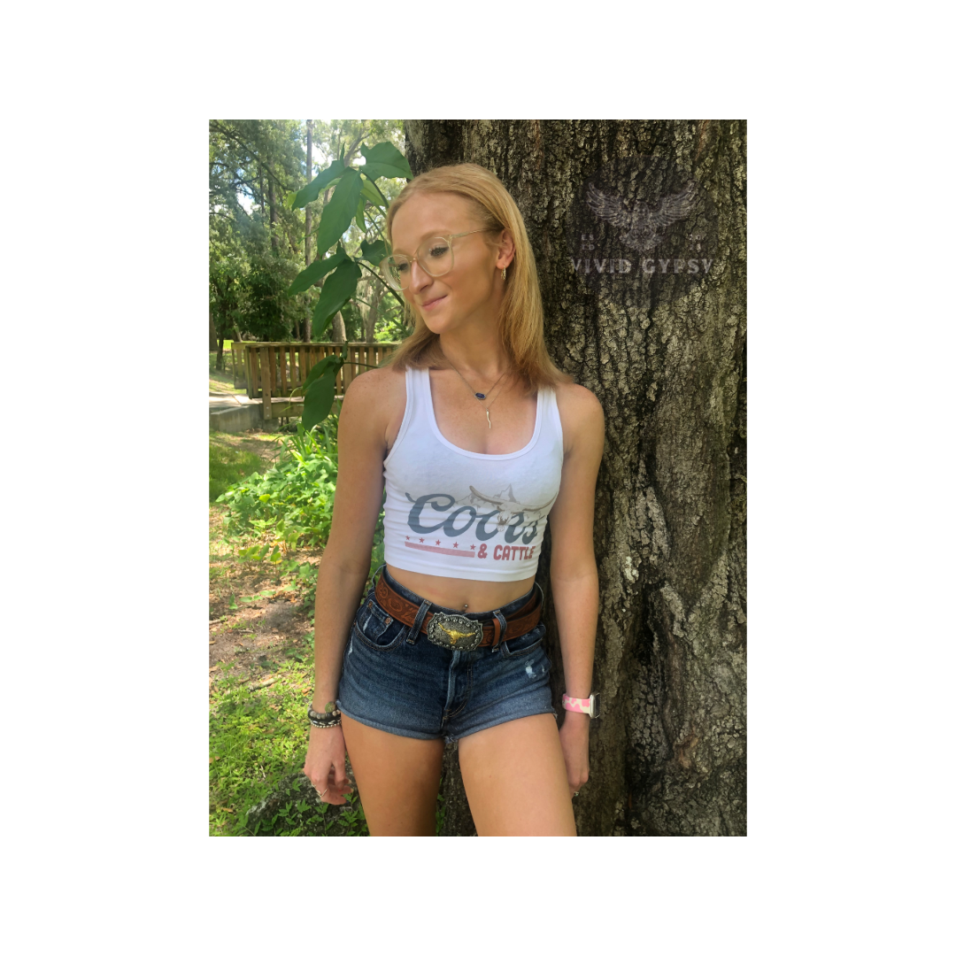 Coors & Cattle - Crop Tank Top