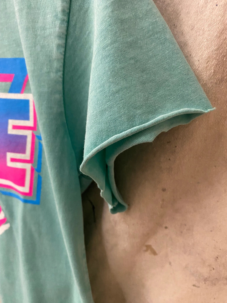 Lake Babe Regular Cropped Acid Wash T-Shirt