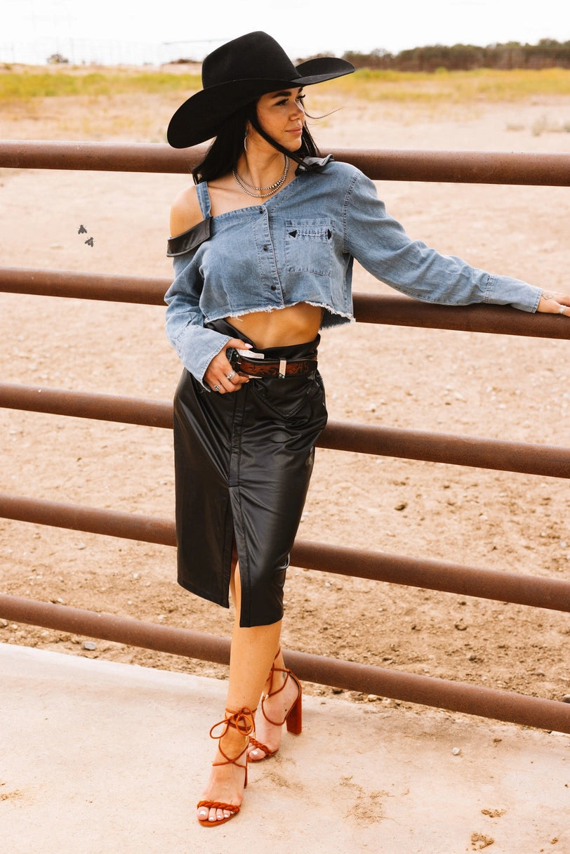 Denim Sidewinder Crop Top
