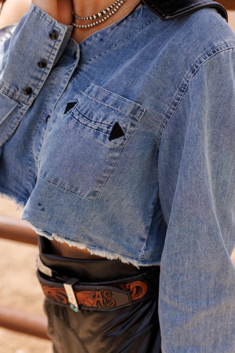 Denim Sidewinder Crop Top