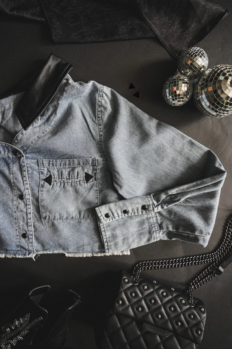 Denim Sidewinder Crop Top