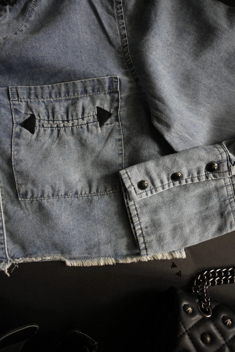 Denim Sidewinder Crop Top