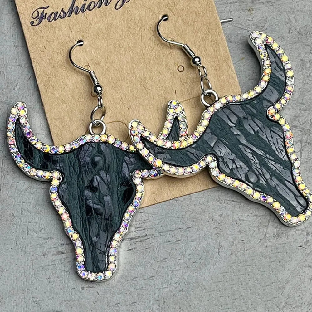 Sparkle and Sizzle with our Rhinestone Bull Earrings