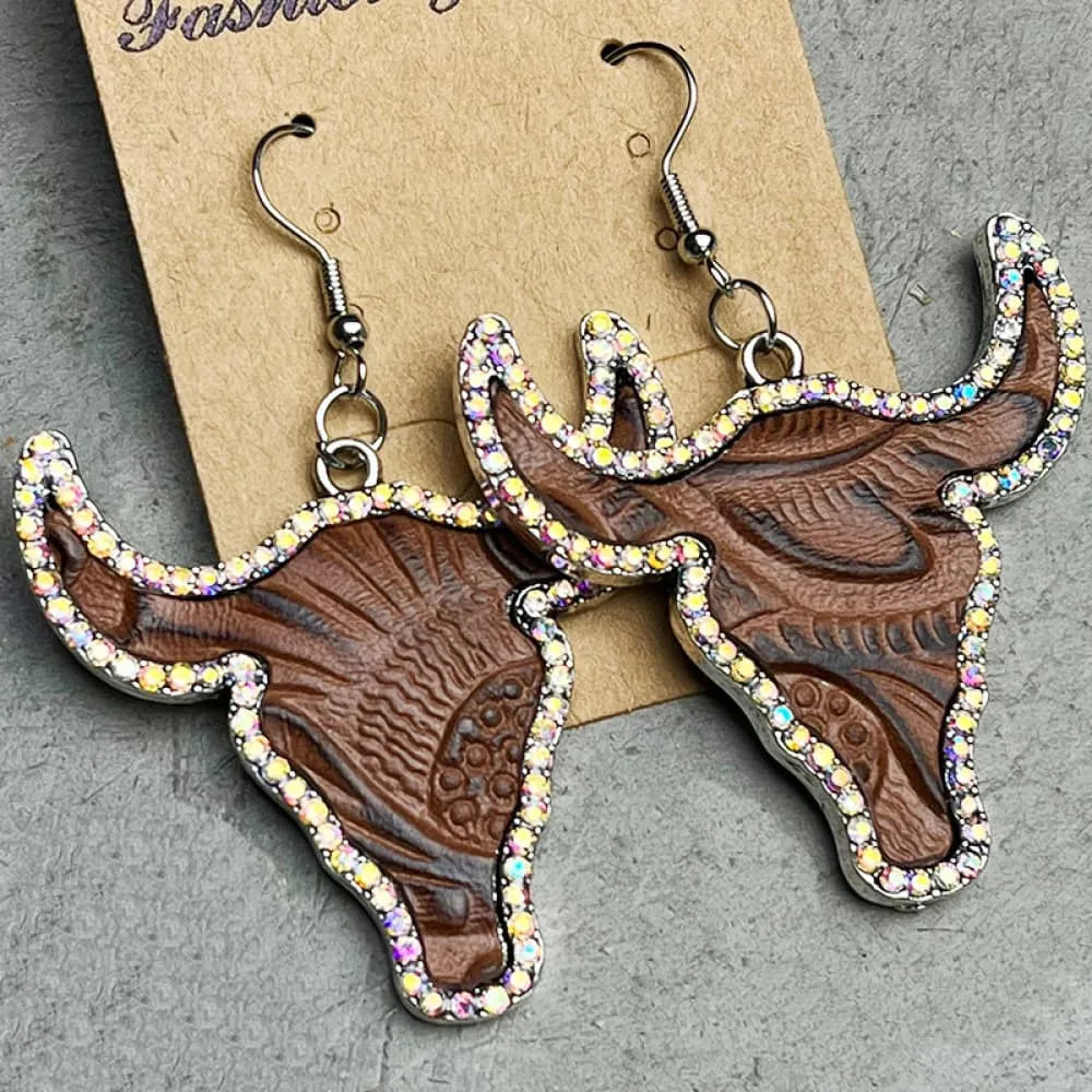 Sparkle and Sizzle with our Rhinestone Bull Earrings