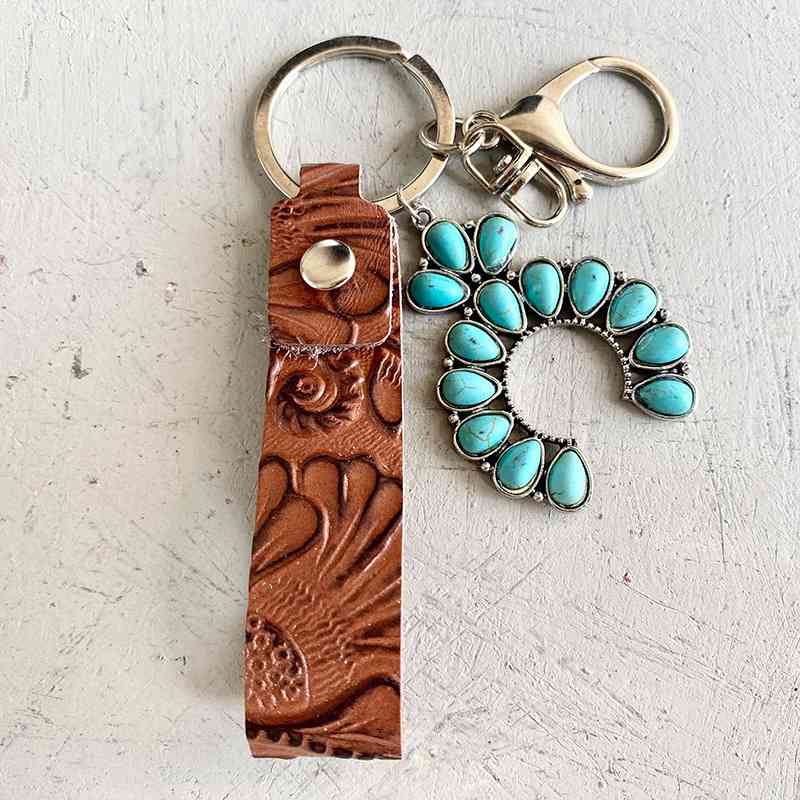 Turquoise Leather Key Chain