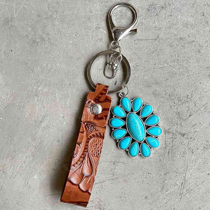 Turquoise Leather Key Chain