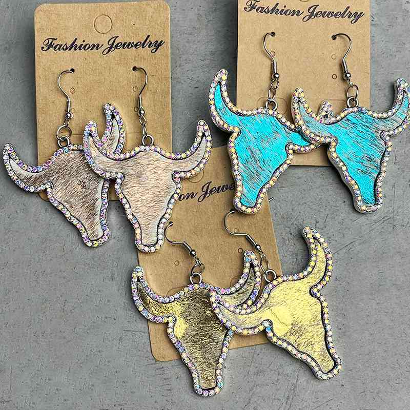 Sparkle and Sizzle with our Rhinestone Bull Earrings