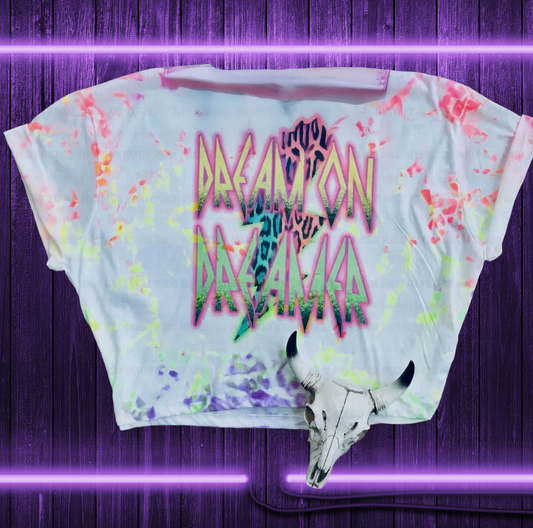 Neon Dream On Dreamer Western Cropped Tee