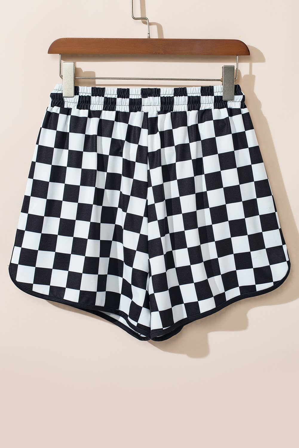 Checkered Drawstring Elastic Waist Casual Shorts