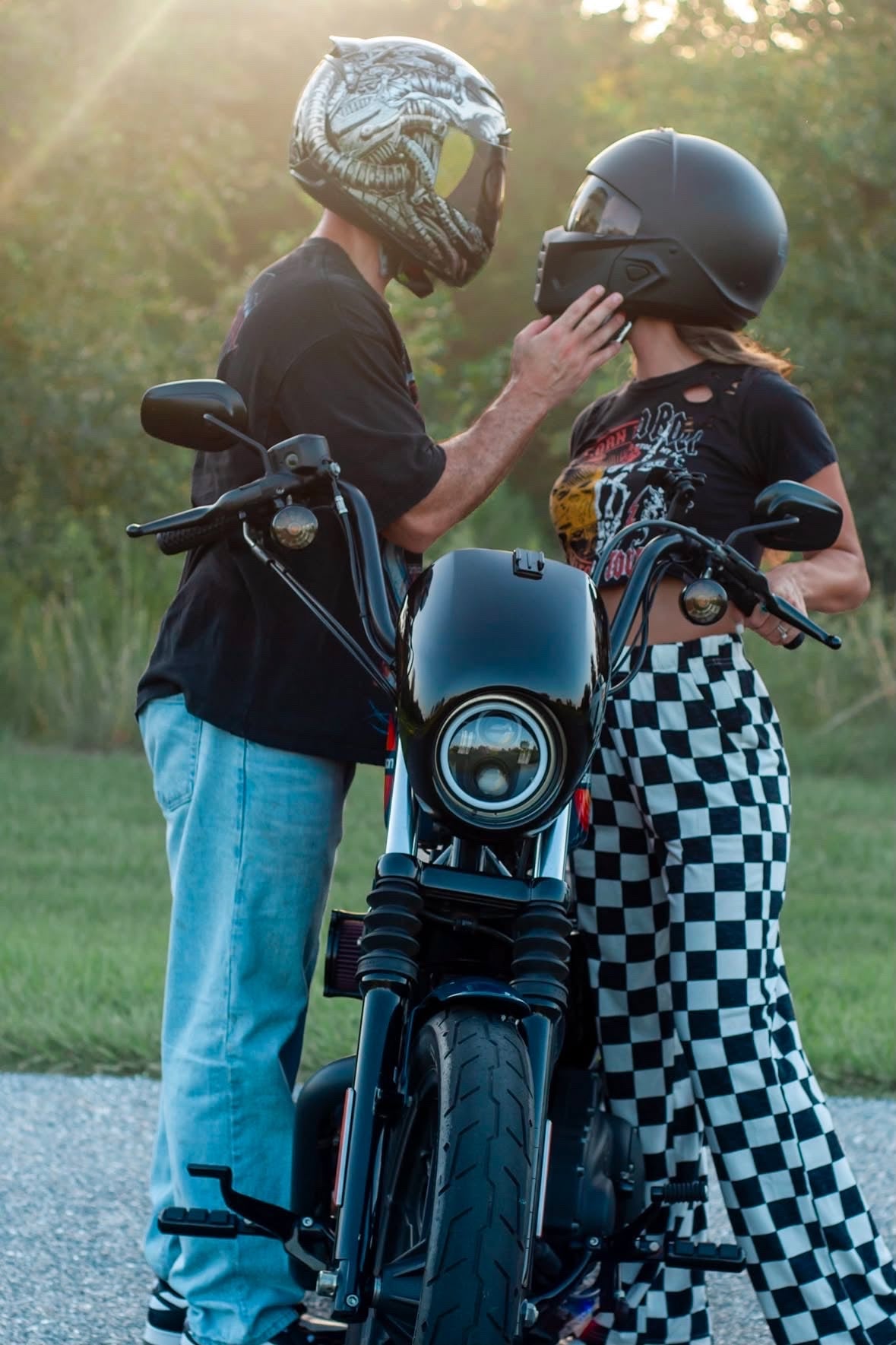 Checkered Print High Waist Wide Leg Pants