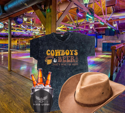 Cowboys & Beer That’s Why I’m Here - Vintage T-Shirt