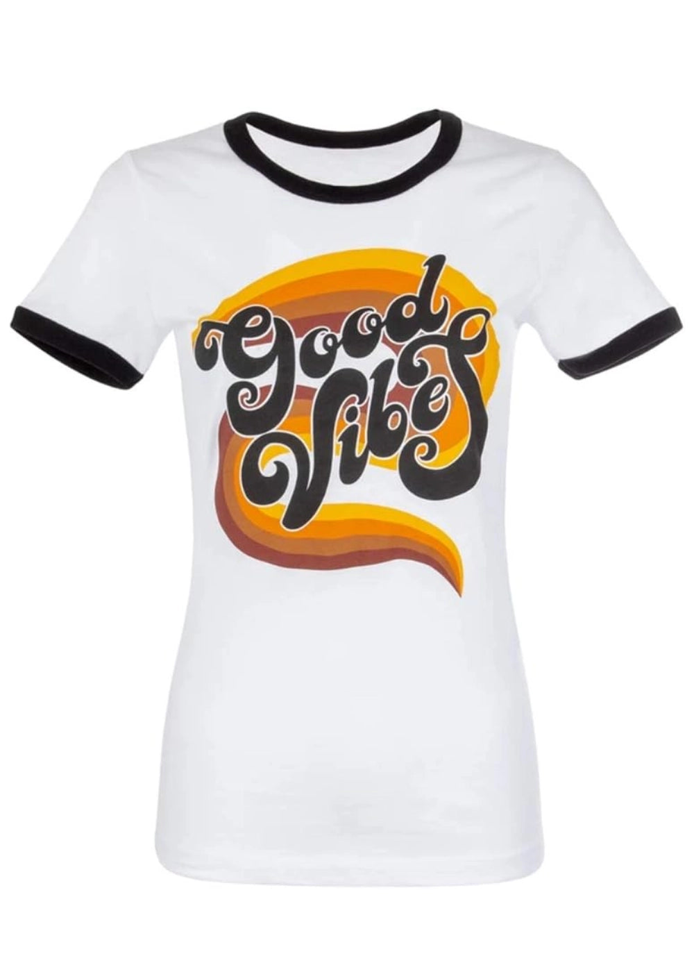 70s Inspired Good Vibes Only Ringer Tee Festival T-Shirt