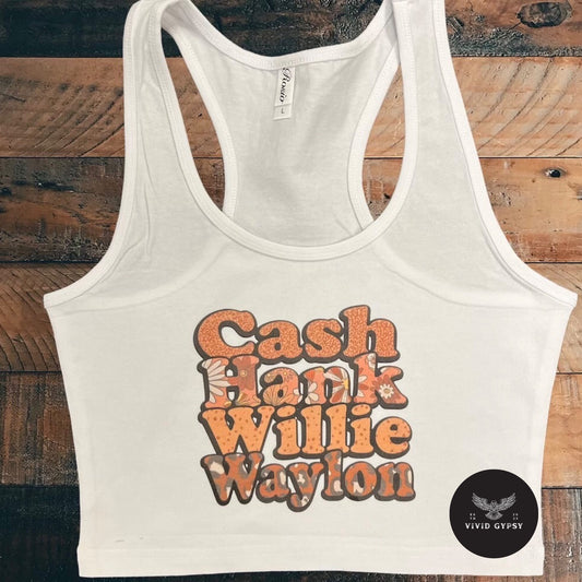 Cash Hank Willie Waylon - Crop Tank Top