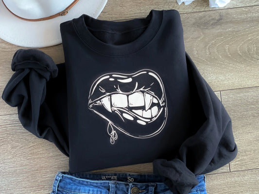 Love Bites Vampire Lips Goth Sweatshirt