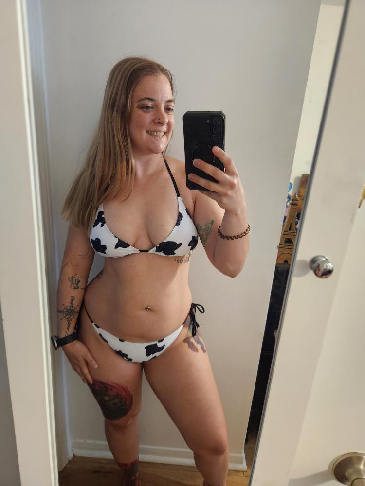 Cow Print Tie-Side Bikini