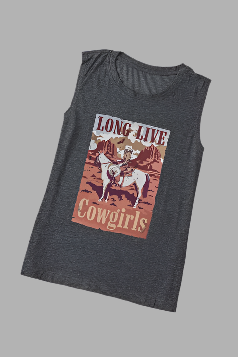 Long Live Cowgirls Graphic Round Neck Tank