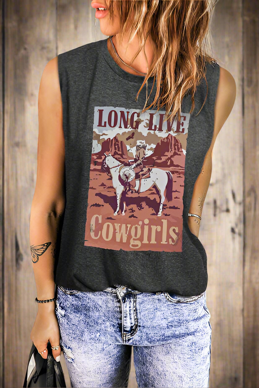 Long Live Cowgirls Graphic Round Neck Tank