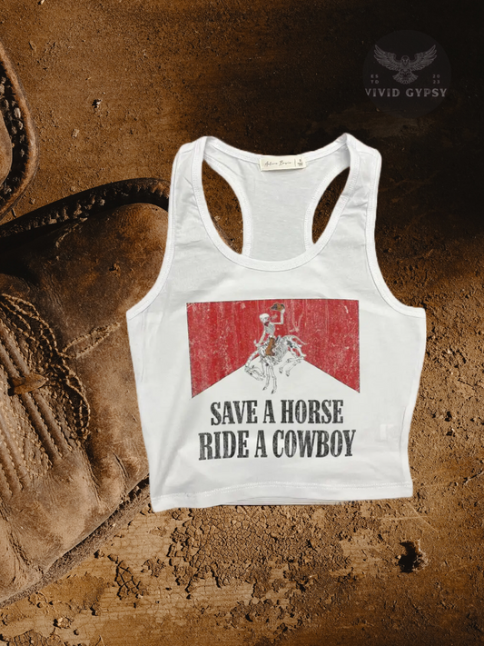 Save A Horse, Ride A Cowboy - Crop Tank Top