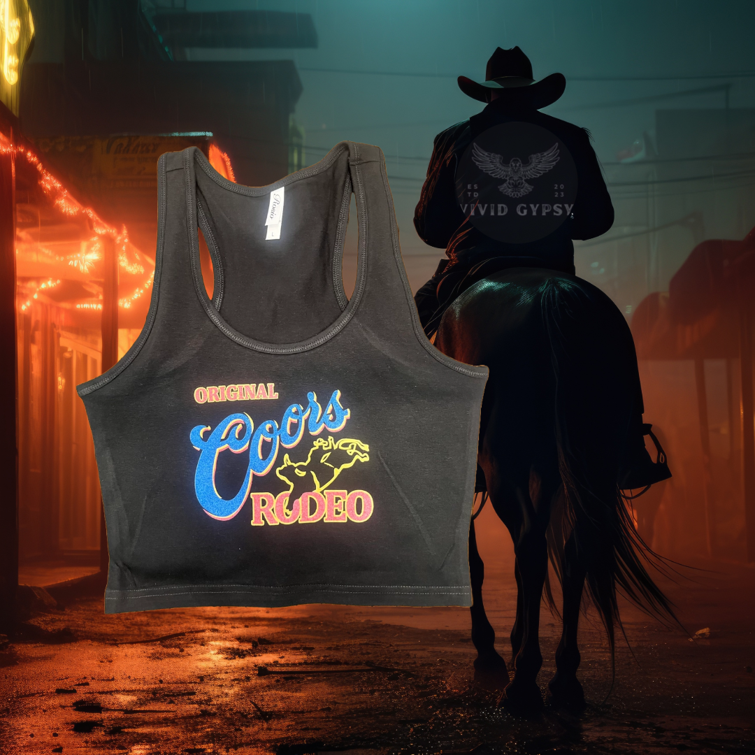 Original Coors Rodeo Black Crop Tank Top
