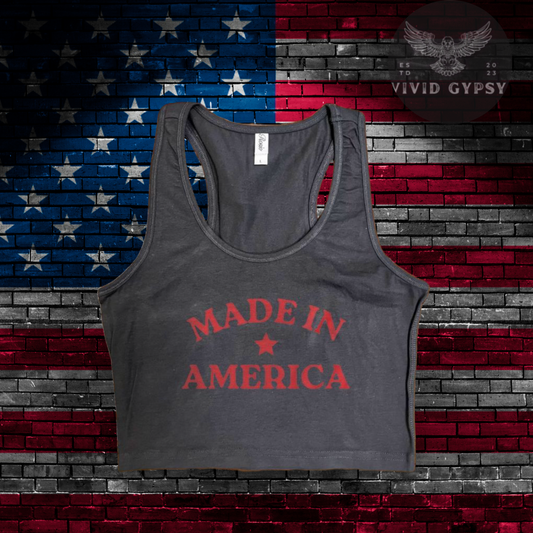 Made In America - Black Crop Tank Top