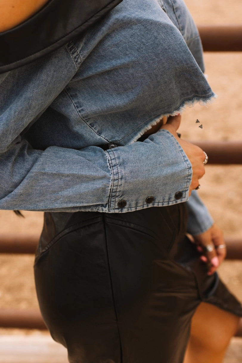 Denim Sidewinder Crop Top