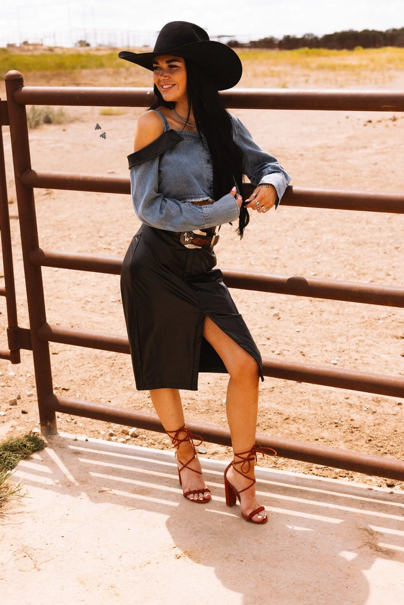 Denim Sidewinder Crop Top