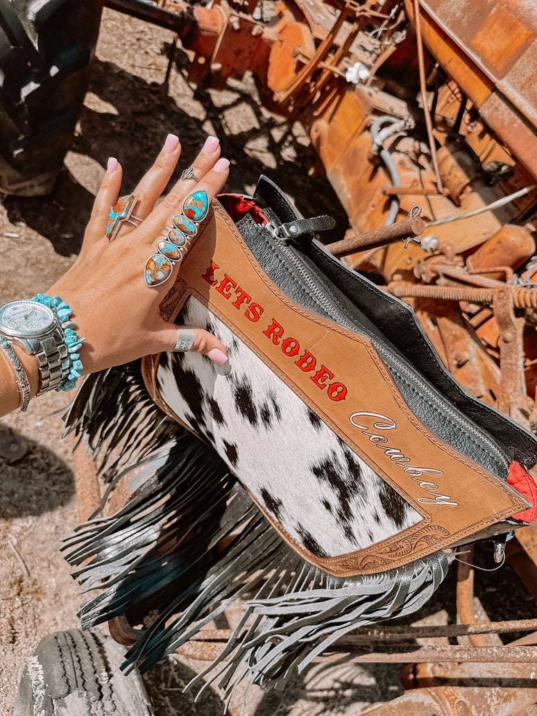 Lets Rodeo Cowboy A Haute Southern Hyde Cowhide Purse