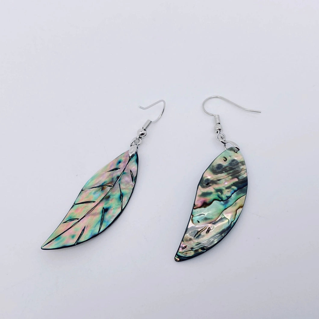 Leaf Shape Abalone Shell Dangle Earrings