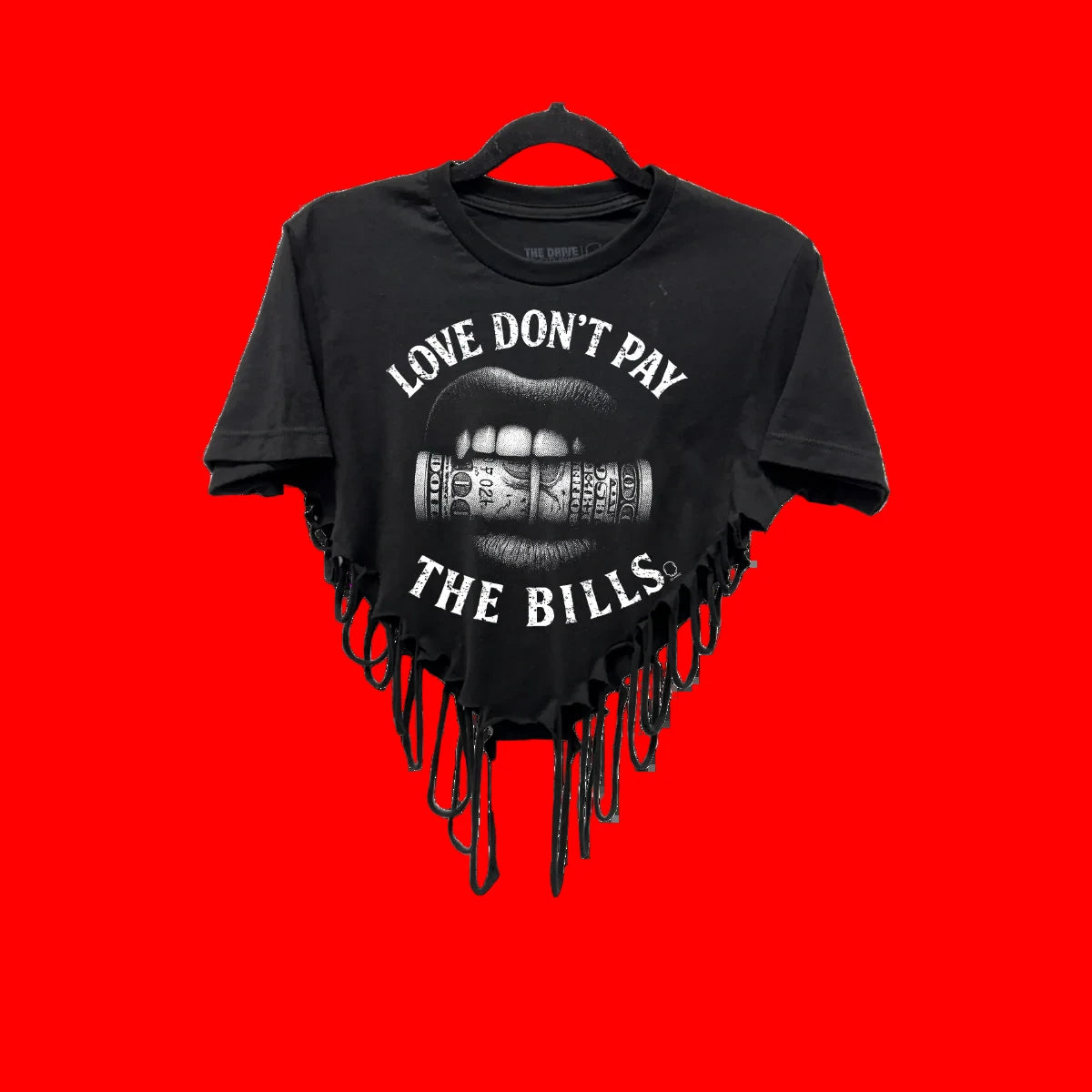 LOVE DON'T PAY ROAD RASH V CUT HEART CROP TOP