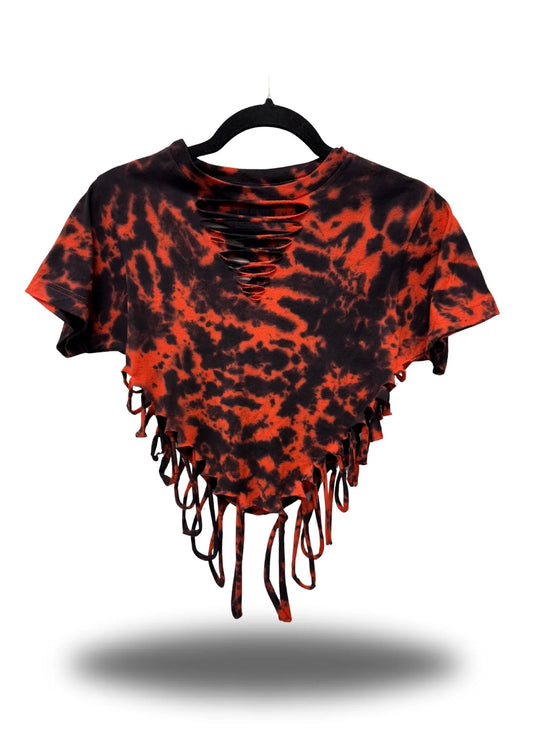 ROAD RASH ORANGE & BLACK TIE DYE CROP TOP
