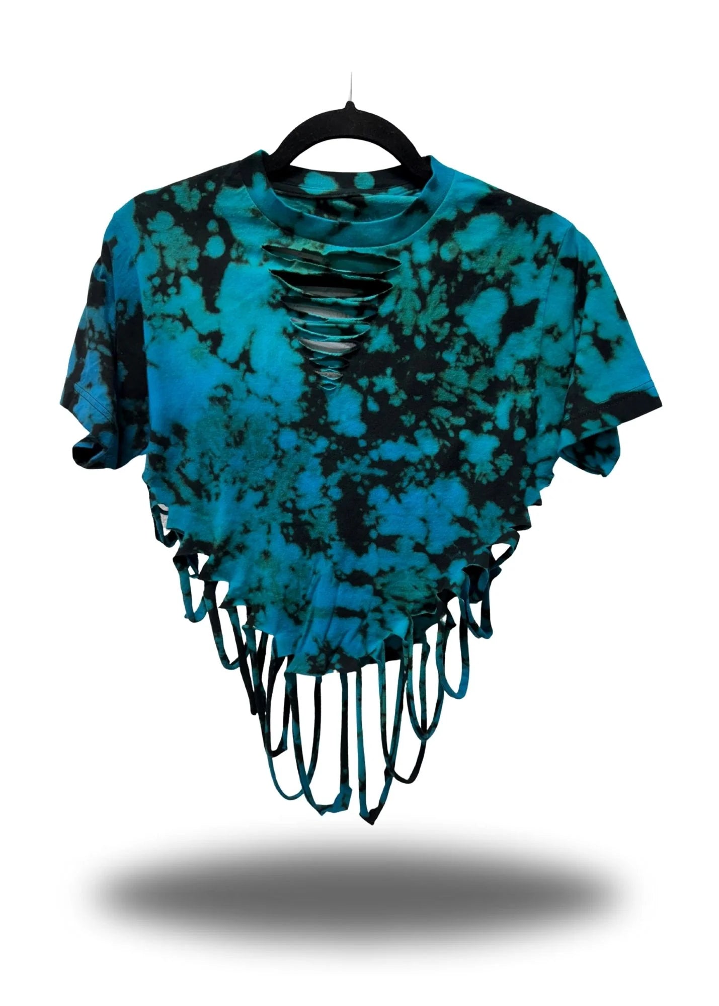 ROAD RASH BLUE & BLACK TIE DYE CROP TOP