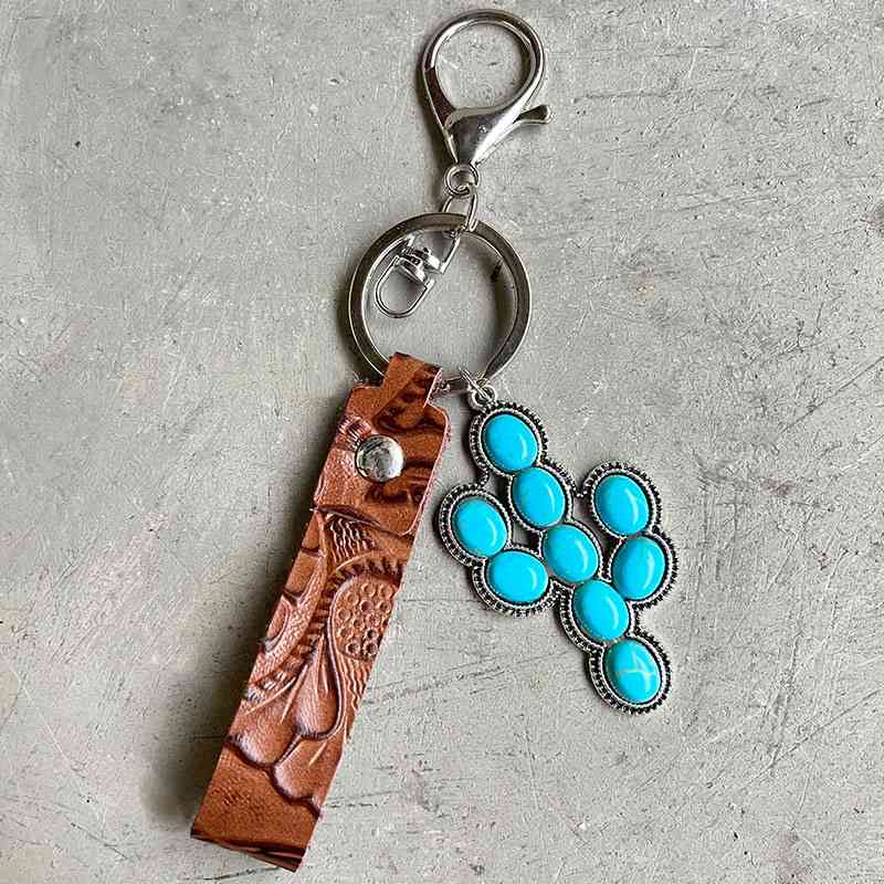 Turquoise Leather Key Chain