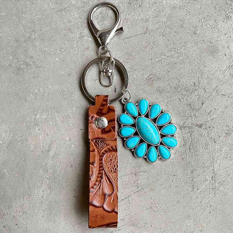 Turquoise Leather Key Chain