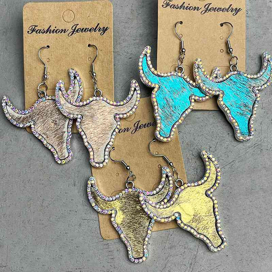 Sparkle and Sizzle with our Rhinestone Bull Earrings